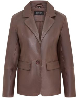 Infinity Leather Conker Italian Blazer Jacket-Chongqing Lamb Leather - Brown