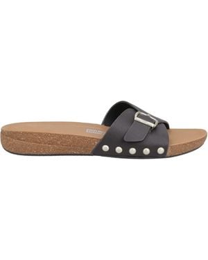 Fitflop Fit Flop Leren Sliders Met Gespdetail (chocoladebruin)