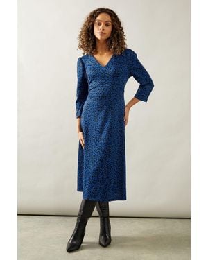 Wallis Cobalt Animal Jacquard Ponte Midi Dress - Blue