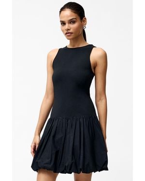 French Connection Cotton Bubble Hem Sleeveless Mini Dress - Blue