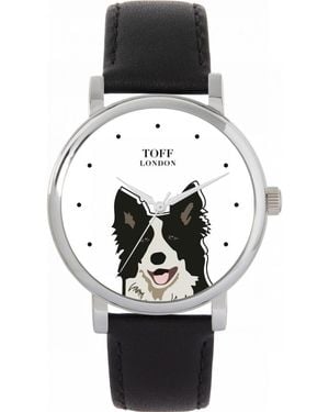 Toff London Tlws-21298 Ladies And Border Collie Dog Head Watch - Black