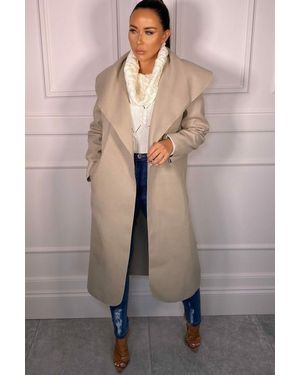 Femme Luxe Waterfall Duster Belted Long Coat - Multicolour