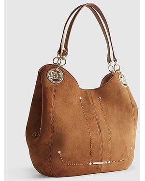 River Island Slouch Shoulder Bag Branded Eyelet - Brown