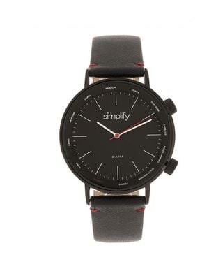 Simplify The 3300 Leather-Band Watch - Black