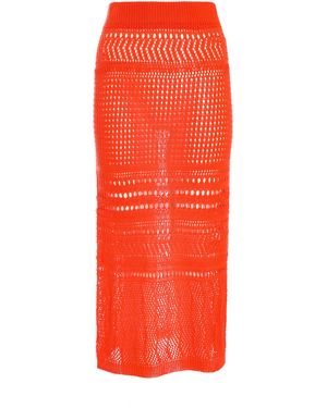 Quiz Crochet Midi Skirt - Orange