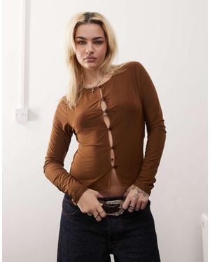 Reclaimed Vintage Button Down Top - Brown