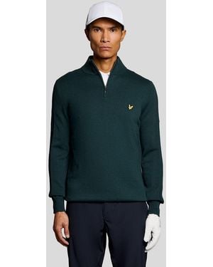 Lyle & Scott Cotton Blend 1/4 Zip Jumper - Green