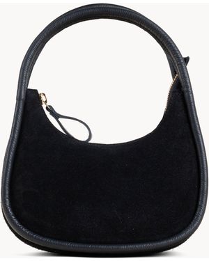 Assots London Faye' Suede Real Leather Shoulder Mini Grab Bag - Black
