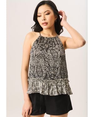 Gini London Halter Neck Peplum Top - Grey