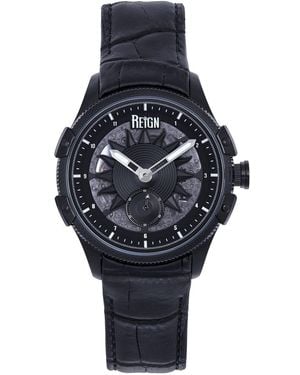 Reign Solstice Automatic Semi-Skeleton Watch - Black