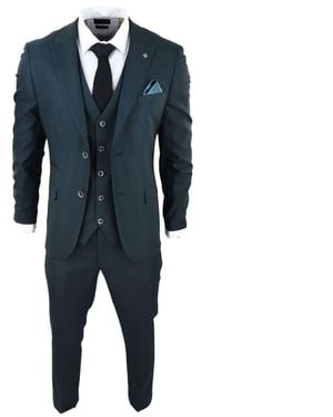 Paul Andrew 3 Piece Check Tailored Fit Suit - Blue
