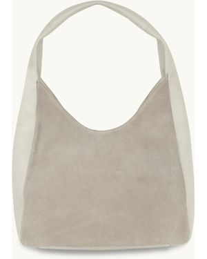 Apatchy London The Henry Leather And Suede Hobo Bag - Grey