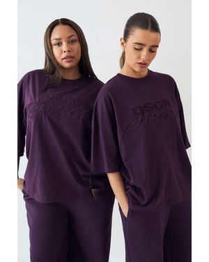 DSGN Studio Towelling Applique Oversized T-Shirt - Blue
