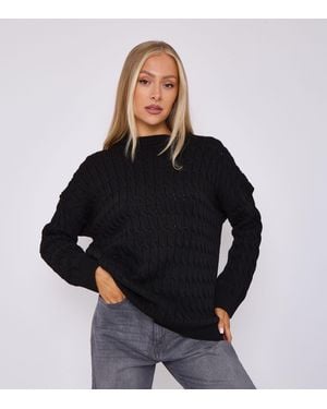 Gini London Rib Knit Oversized Jumper - Black