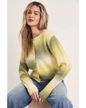 Nasty Gal Knitted Stripe Ombre Cardigan - Green