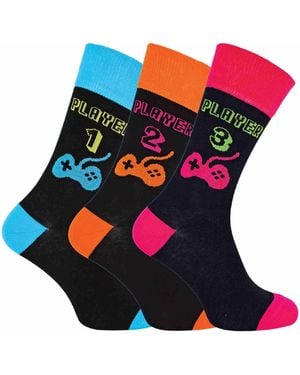 Sock Snob 3 Pack Retro Gaming Funky Novelty Video Game Socks - Blue