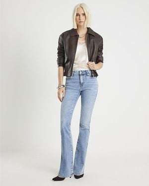 River Island Flared Jeans Mid Rise Cotton - Blue