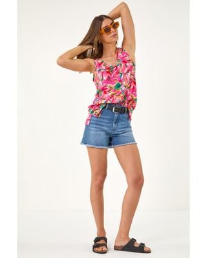 Roman Floral Cami Top - Red