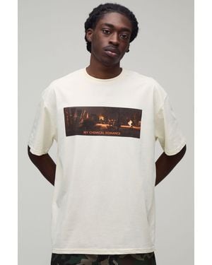 BoohooMAN Oversized My Chemical Romance License Print T-Shirt - Natural