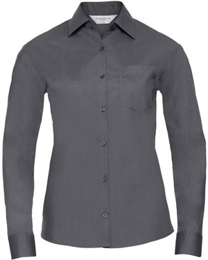 Russell Collection Ladies/ Long Sleeve Shirt (Convoy) - Grey