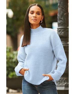 Sosandar Pale High Neck Folded Cuff Jumper - Green