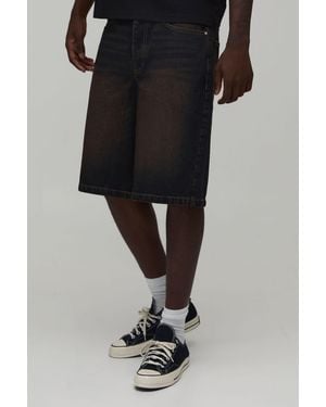 BoohooMAN Regular Rigid Denim Jorts - Black