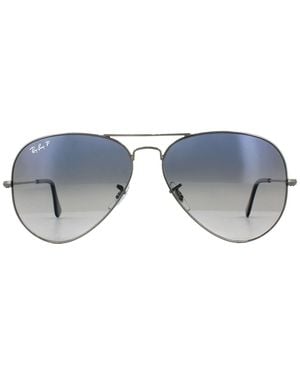 Ray-Ban Zonnebril Aviator 3025 Gunmetal Gepolariseerd Blauw Verloop 004/78 - Grijs