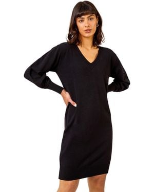 Roman Longline Knitted Jumper Dress - Black
