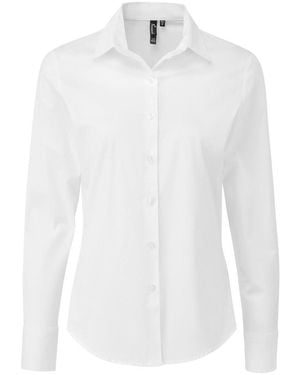 PREMIER Ladies Poplin Stretch Long-Sleeved Shirt - White
