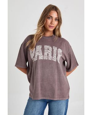 Boohoo Zebra Paris Printed T-Shirt - Purple