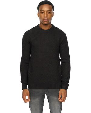 Duck and Cover Matera Textured Knitted Jumper - Black