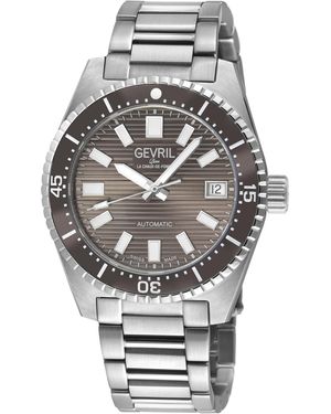 Gevril Atlantic Avenue Ceramic Bezel, Embossed Dial, 316L Stainless Steel Bracelet - Grey