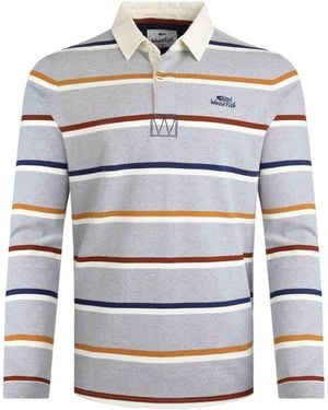 Weird Fish Laxton Striped Organic Long-Sleeved Rugby Shirt Marl) - White