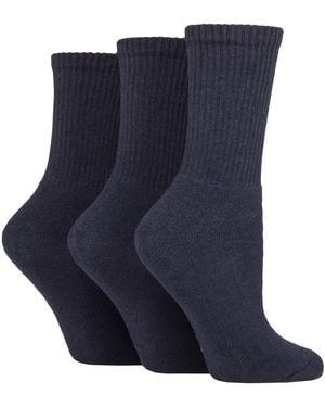 SOCKSHOP TORE 3 Pack Ladies Plain Crew Sport Socks - Blue
