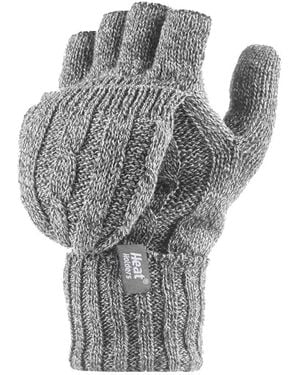 Heat Holders Thermal Converter Fingerless Cable Knit 2.3 Tog Gloves - Grey