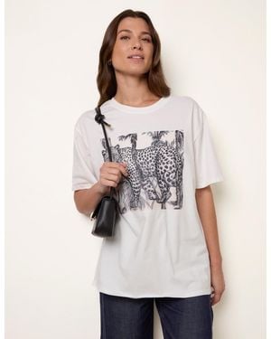 Blue Vanilla Graphic Print Crew-Neck T-Shirt - White
