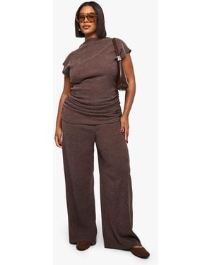 Boohoo Plus Textured Wide Leg Trouser