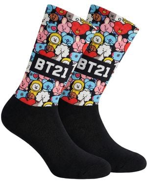 Jenes Socks Funny Printed Long For And - Blue