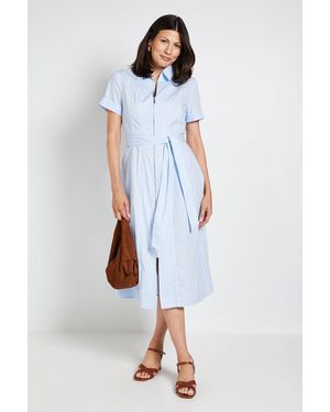 Wallis Contrast Stripe Shirt Dress - White
