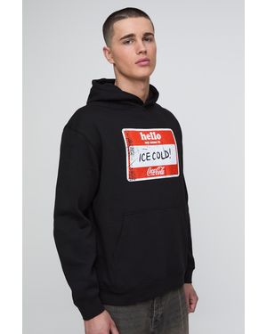 BoohooMAN Coca Cola Ice Cold Oversized License Print Hoodie - Blue