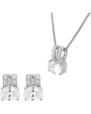 Orphelia 'Alena' 925 Sterling Set: Chain-Pendant + Earrings - White