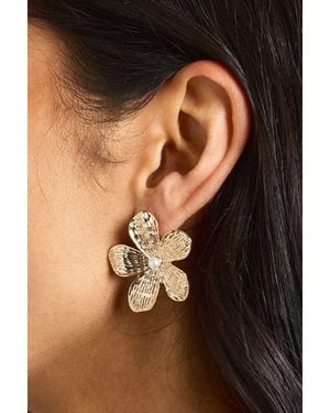 Boohoo Pearl Detail Oversized Flower Earrings - Black