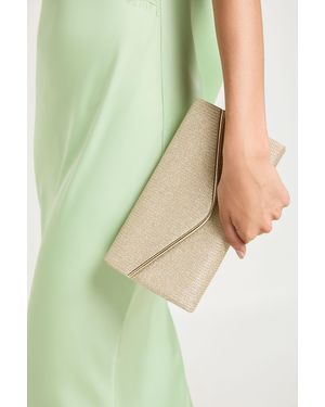 Boohoo Large Glitter Envelope Clutch Bag - Green