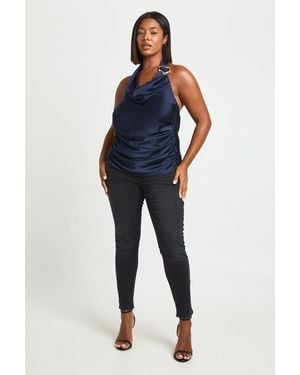 Boohoo Plus High Waist Booty Lifting Skinny Jean - Blue