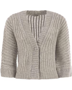 Peserico Wool And Alpaca Mesh Cardigan - Multicolour