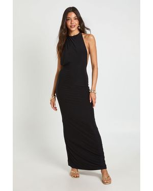 Boohoo Halter Neck Backless Bodycon Maxi Dress - Black