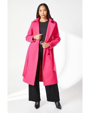PRINCIPLES Asymmetric Belted Wrap Coat - Pink
