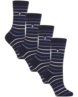 Heat Holders 4 Pairs Ladies Ultralite Lightweight Thermal Socks - Blue