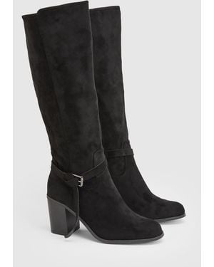 Wallis Katri Faux Suede Block Heel Knee Boots - Black