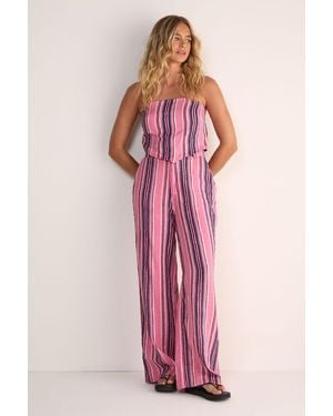 Nasty Gal Stripe Baggy Trouser - Pink